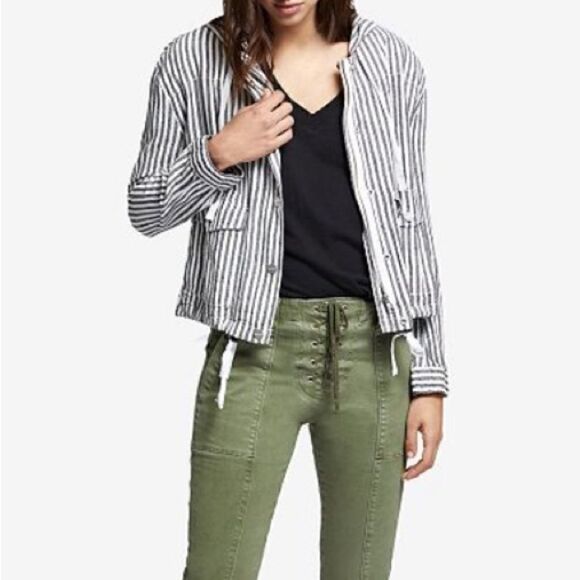 NWT MSRP $149 Sanctuary Nova Linen Hooded Jacket Women's Size Large - Picture 4 of 12